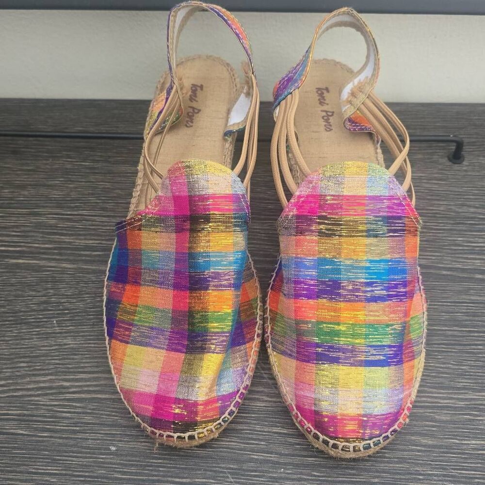 Toni Pons 'Noa-MA' multicolred woven silk espadrille sandals, Slingback, NWOT,10